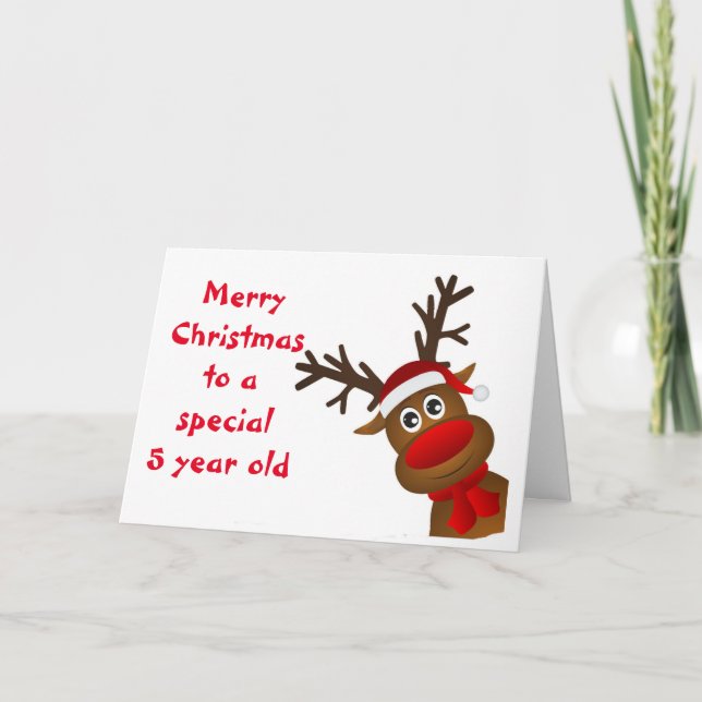 "5 YR OLD'S" CHRISTMAS CARD WITH SANTA/CAROLERS (Front)