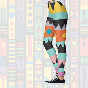 5b colourful stripes and triangles  leggings