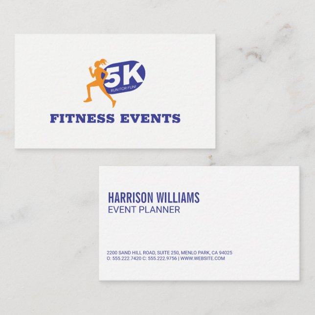 5K Marathon Running | Fitness Events Business Card (Front/Back)