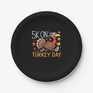 5K On Turkey Day Thanksgiving Running Classic T-Sh Paper Plate