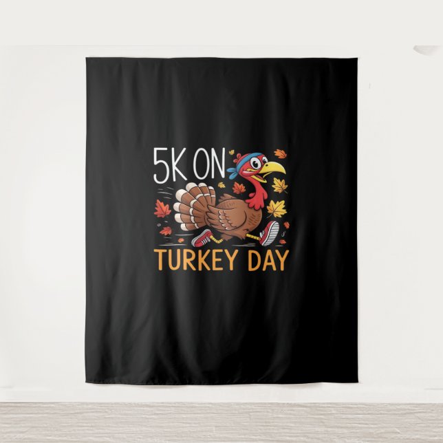 5K On Turkey Day Thanksgiving Running Classic T-Sh Tapestry (Front)