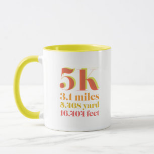5K Race Distance Running Photo Yellow Red  Mug