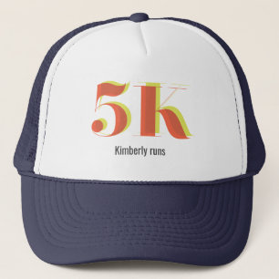 5k Race Running Celebration Bold Yellow Red Text Trucker Hat