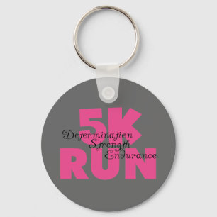 5K Run Pink Determination Strength Endurance Key Ring