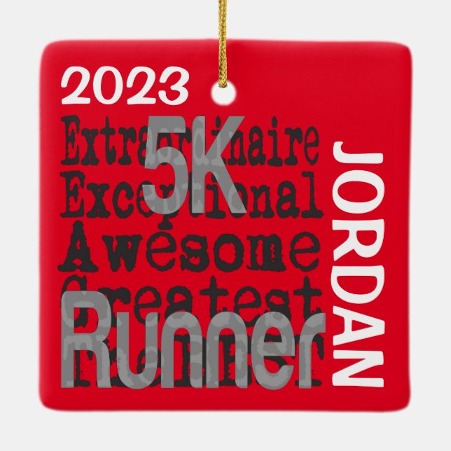 5K Runner Extraordinaire CUSTOM Ceramic Ornament (Back)