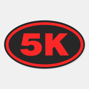 5K Runner Red & Black oval Oval Sticker