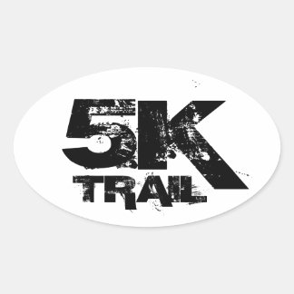 5K Trail Running Oval Decal Black On White Oval Sticker
