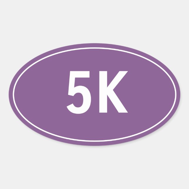 5K Walk Run Purple Oval Sticker (Front)