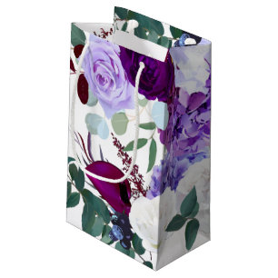 5lx3wx8.5h Small Gift Bag Lavender Hibiscus on Whi