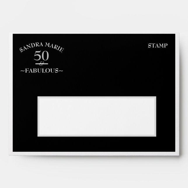 5O and Fabulous black and White modern Birthday Envelope (Front)