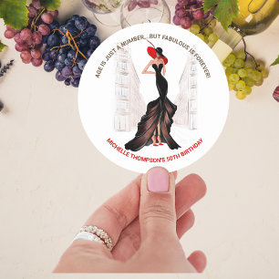 5O AND FABULOUS ELEGANT CHIC WOMEN'S Birthday Classic Round Sticker