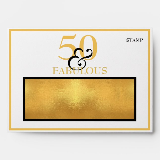 5O and Fabulous Elegant Modern Birthday Envelope (Front)