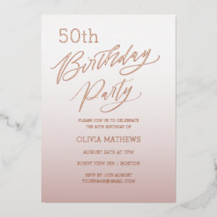 5oth Birthday Rose Gold Calligraphy