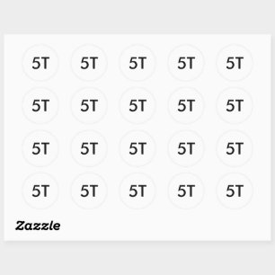5T Baby Retail Clothing Size Classic Round Sticker