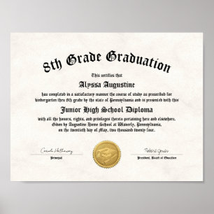 5th 8th Grade Graduation Homeschool Diploma Poster