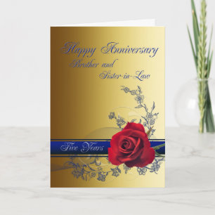 5th Anniversary card,Brother and Sister-in-law Card