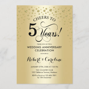 5th Anniversary Celebration - Gold Black Invitation