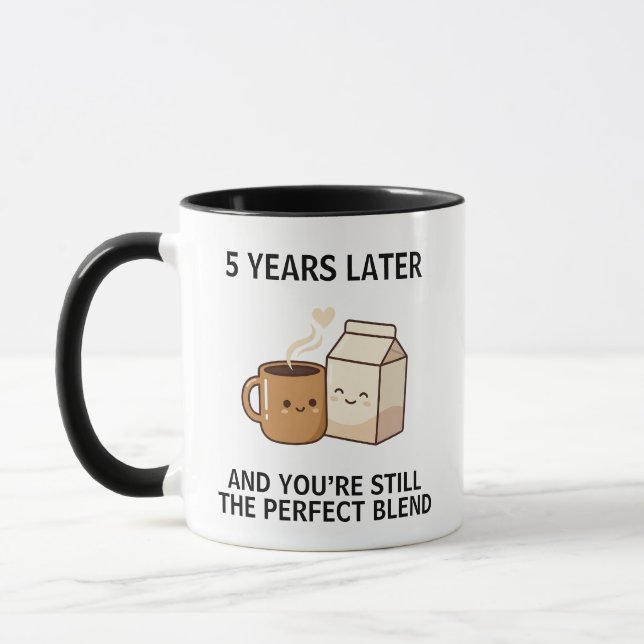 5th Anniversary, Coffee Anniversary Mug (Left)