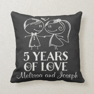 5th Anniversary Couples Personalised Pillow