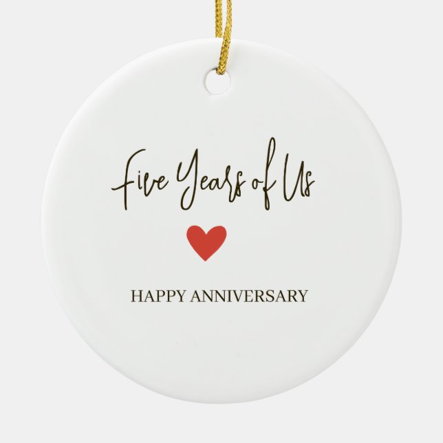 5th Anniversary – Five Years of Us Ceramic Ornament (Front)