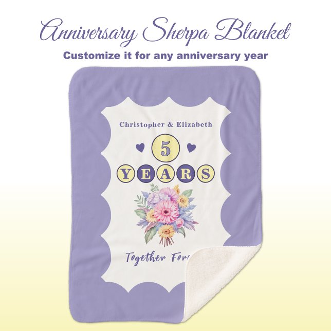 5th anniversary flowers forever purple sherpa blanket (Creator Uploaded)