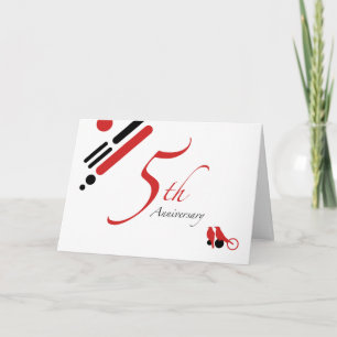 5th Anniversary (mod birds) Card