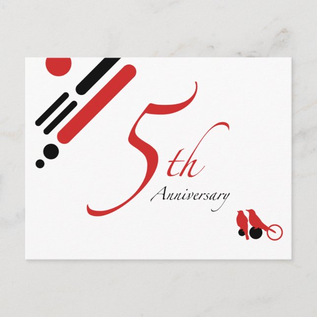 5th Anniversary (mod birds) Postcard (Front)