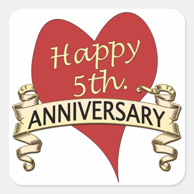 5th. Anniversary Square Sticker (Front)