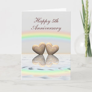 5th Anniversary Wooden Hearts Card