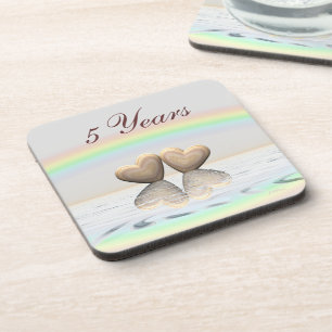 5th Anniversary Wooden Hearts Coaster