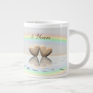5th Anniversary Wooden Hearts Large Coffee Mug
