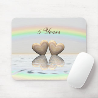 5th Anniversary Wooden Hearts Mouse Pad
