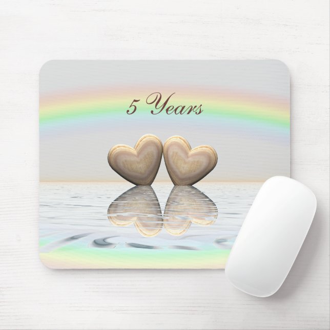 5th Anniversary Wooden Hearts Mouse Pad (With Mouse)