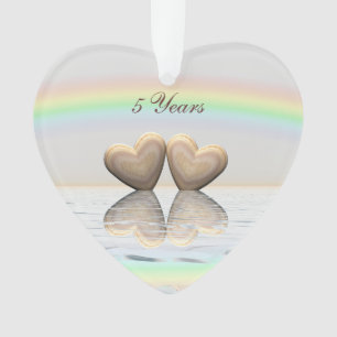 5th Anniversary Wooden Hearts Ornament