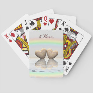 5th Anniversary Wooden Hearts Playing Cards