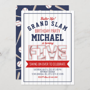 5th Baseball Birthday Invitation