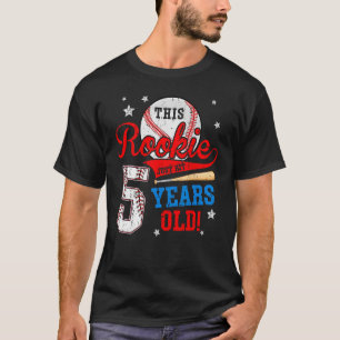 5th Baseball Birthday This Rookie Just Hit 5 Years T-Shirt