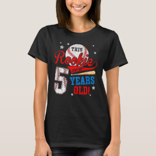 5th Baseball Birthday This Rookie Just Hit 5 Years T-Shirt