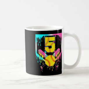 5th Bday Softll Home Plate Drip Ice Cream 5 Year O Coffee Mug