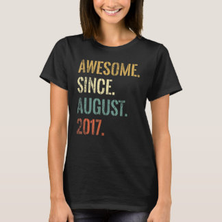 5th Birthday 5 Year Old Awesome Since August 2017 T-Shirt