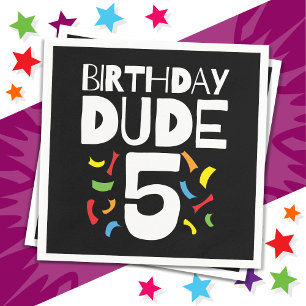 5th Birthday 5 Year Old Boy Party Birthday Dude 5 Napkin