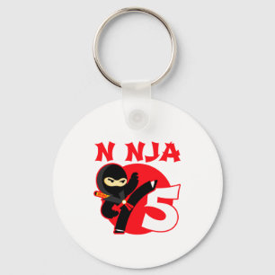 5th Birthday 5 Year Old Kids Party Little Ninja 5  Key Ring