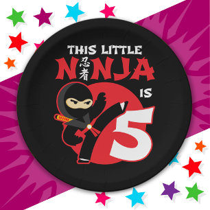 5th Birthday 5 Year Old Kids Party Little Ninja 5 Paper Plate