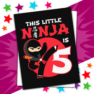 5th Birthday 5 Year Old Kids Party Little Ninja 5 Postcard