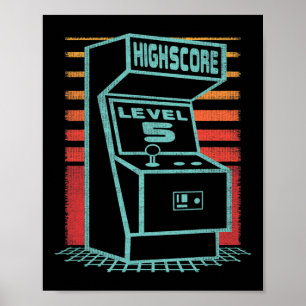 5th Birthday 5 Year Old Retro Gamer Level Up Unloc Poster