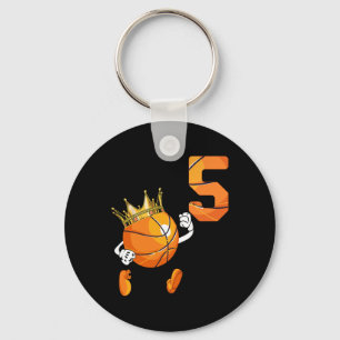 5th Birthday 5 Years Old basketball Lover Theme Pa Key Ring
