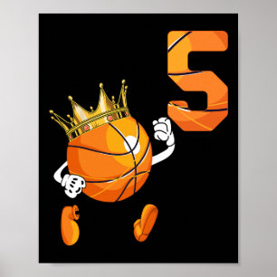 5th Birthday 5 Years Old basketball Lover Theme Pa Poster