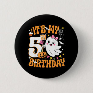 5th Birthday 5 Years Old Funny Halloween Boo Ghost 6 Cm Round Badge