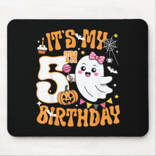 5th Birthday 5 Years Old Funny Halloween Boo Ghost Mouse Pad