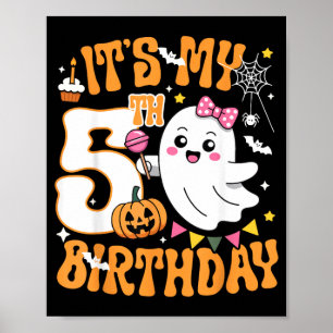 5th Birthday 5 Years Old Funny Halloween Boo Ghost Poster